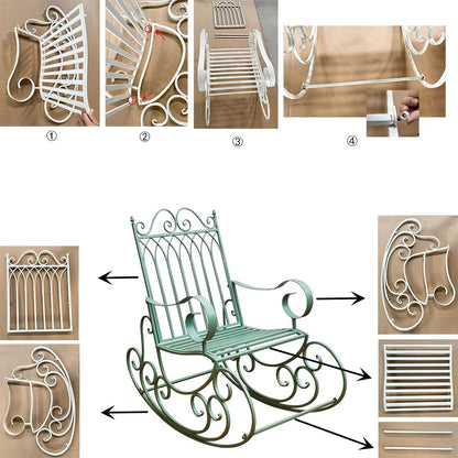 European style metal garden rocking chair, suitable for outdoor patio, yard and garden, comfortable armchair