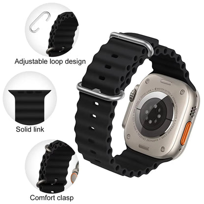 Ocean Strap for apple watch Band 44mm 40mm 45mm 41mm 49mm 46mm silicone correas bracelet iWatch series 7 5 6 3 se 8 Ultra 2 9 10