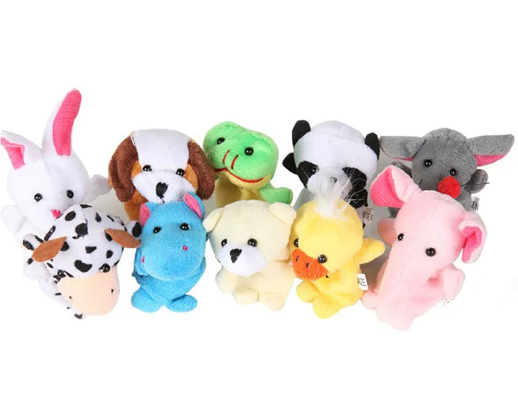 10pcs/set Finger Puppets Mini Animals Educational Hand Cartoon Animal Plush Doll Finger Puppets Toys For Children Gifts