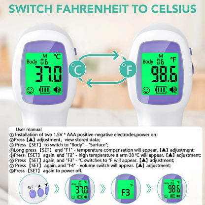 Medical IR Fever Thermometer LED Digital Backlit Measure Non-contact Body Thermometer or Finger Mini Oximeter Blood Oxygen Tool