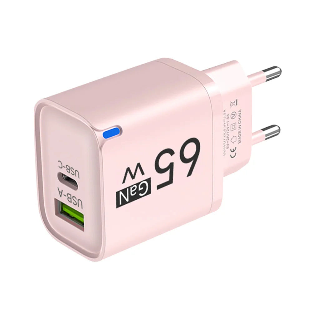 65W USB Fast Charging Charger Type C Quick Charger Portable Mobile Phone Plug EU/US/UK Wall Adapter For iPhone Samsung Xiaomi