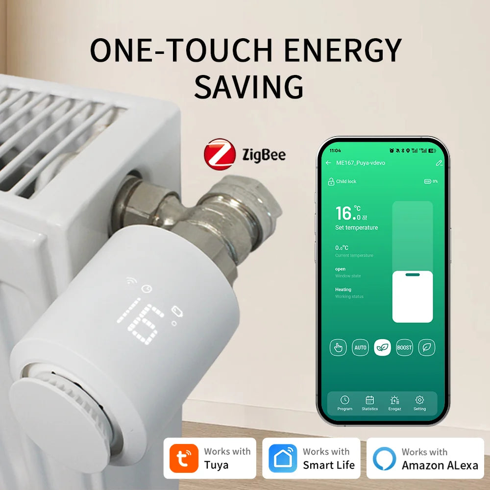 Tuya Zigbee Thermostatic Valve Radiator Zigbee Thermostat Smart Thermostatic Radiator Valve Head Temperature Controller Alexa