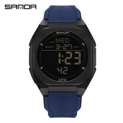 SANDA Digital Watch Multi-function Alarm Clock Luminous Waterproof Silicone Wristwatch Casual Students Electronic Watches