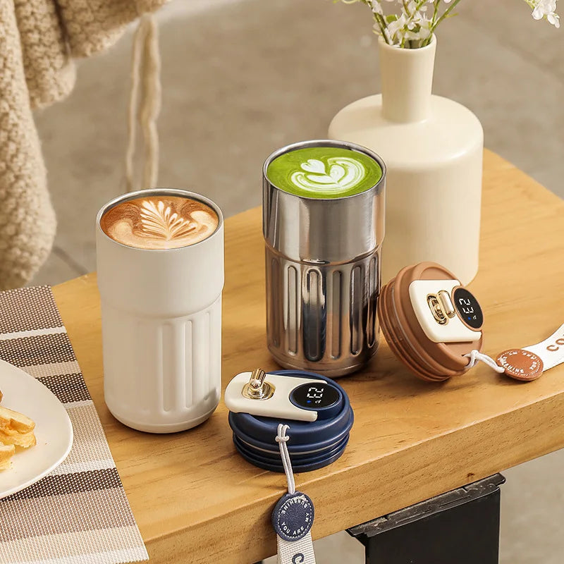 Smart Temperature Display Thermos Bottle 450ml 316 Stainless Steel Portable Office Thermal Coffee Mug