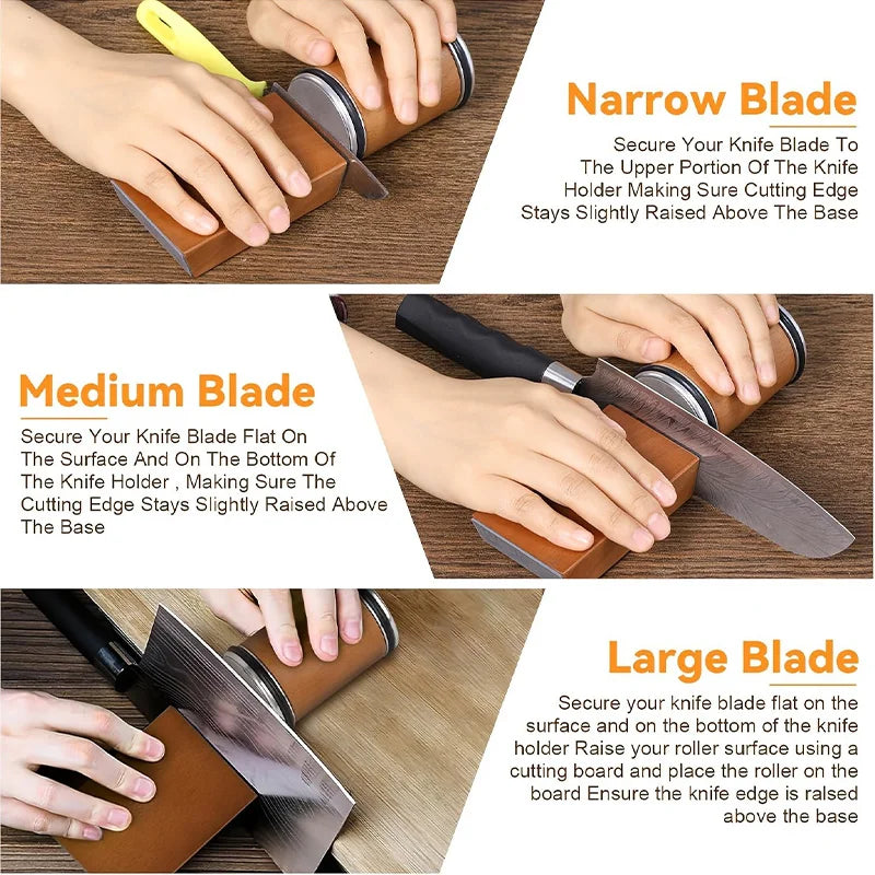 Upgraded 15/20° Rolling Knife Sharpener Kit with Magnetic Angle Rollers Kitchen Sharpening Accessory Whetstone