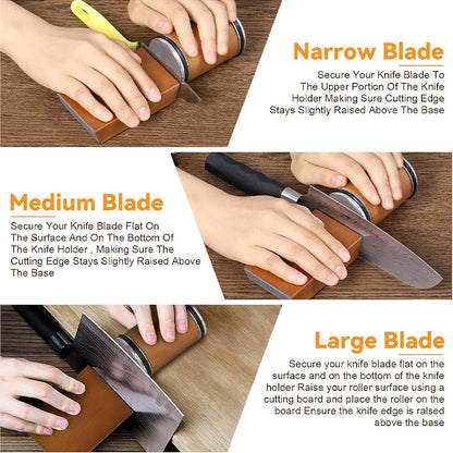 Upgraded 15/20° Rolling Knife Sharpener Kit with Magnetic Angle Rollers Kitchen Sharpening Accessory Whetstone