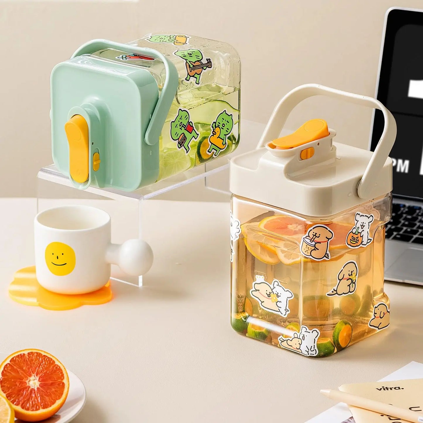 2.3/3.5l Refrigerator Cold Water Bottle With Faucet Large Iced Beverage Dispenser Beverage Juice Dispenser Kitchen Drinkware
