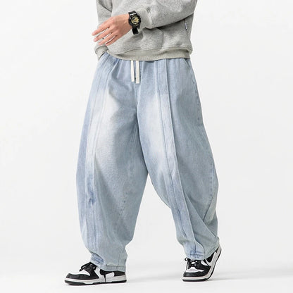 Baggy Cargo Jeans Trousers New Retro Loose Denim Harem Pants High Street Straight Loose Wide Leg Jeans Cowboy Lantern Pants