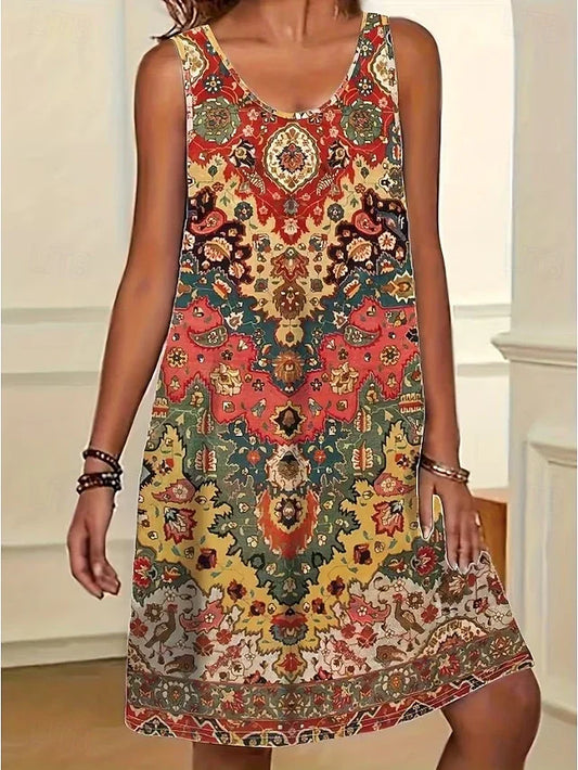 Womens A Line Dress Summer Dress Off The Shoulder Dress Vacation Vintage Daily Loose Fit Floral Graphic Tropical Sleevele U Neck
