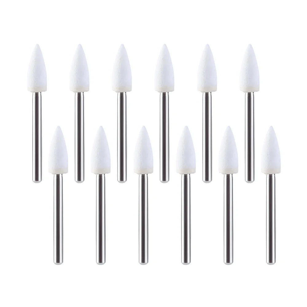 JUMTOP 12Pcs/Bag Dental Flame Cone Round White Stone Polisher FG Burs