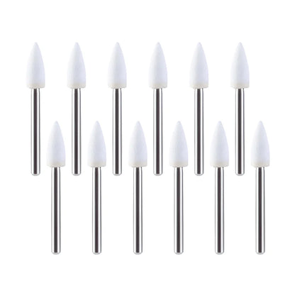 JUMTOP 12Pcs/Bag Dental Flame Cone Round White Stone Polisher FG Burs