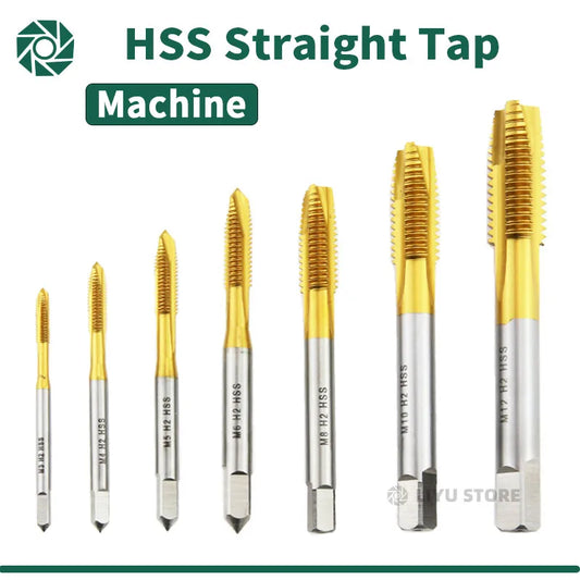 HSS Titanium Coating Screw Tap Drill Bit M2 M2.5 M3 M3.5 M4 M5 M6 M8 M10 M12 Metric Straight Flute Thread Tap Hand Tools