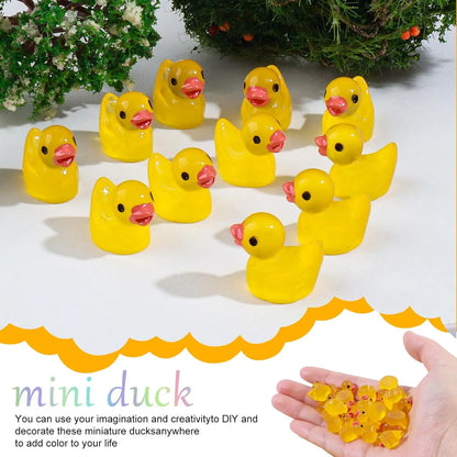 100/200 Pcs Luminous Mini Duck Tiny Resin Duck Little Duck Figurines Bulk for Dollhouse Ornament Micro Garden DIY Crafts Decor