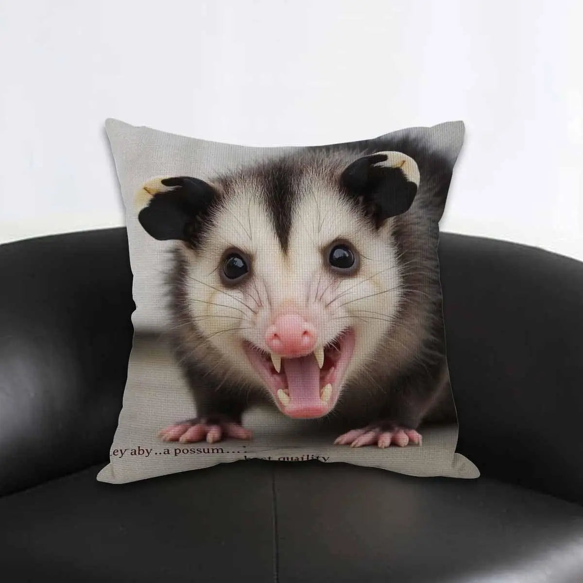 Funny Opossum Pillow Cover, Cute Animal Cushion Case, Wild Animal Decor, Unique Gift for Animal Lovers