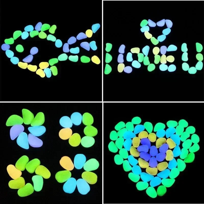 100-500pcs Glowing Garden Pebbles Glow in the Dark Non Toxic Reusable Luminous Stones For Garden Patio Aquarium DIY Decoration
