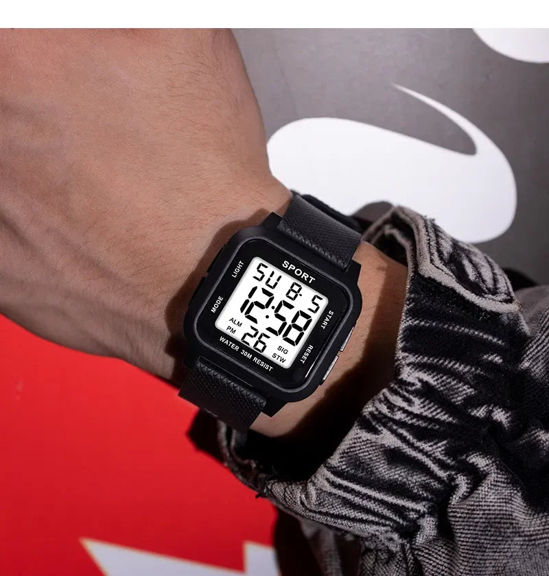YIKAZE Sports Watch for Men Luminous Waterproof Men's Sport Watches Outdoor Military Clock Student LED Electronic Wristwatch