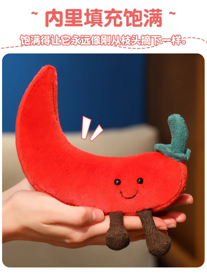 Christmas Bell Pepper and Candy Cane Plush Toy Fun Simulation Chili Peppers and Candy Canes Stuffed Doll Holiday Decor Xmas Gift