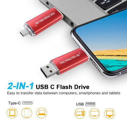 OTG Pendrive 2 in 1 type c USB 2.0 Flash Drive 1GB 128gb 64gb cle usb memoria usb metal stick 32gb 8gb Pen Drive for Android