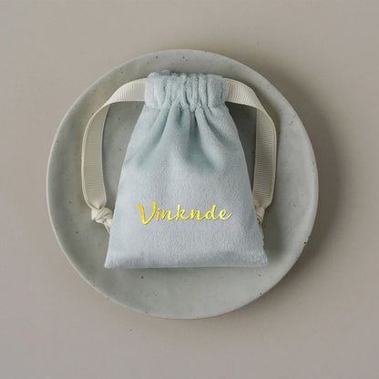 100pcs Custom Logo Jewelery Velvet Drawstring Bag Soft Champagne Velvet Suede Pouches Packaging for Wedding Party Gift Organizer