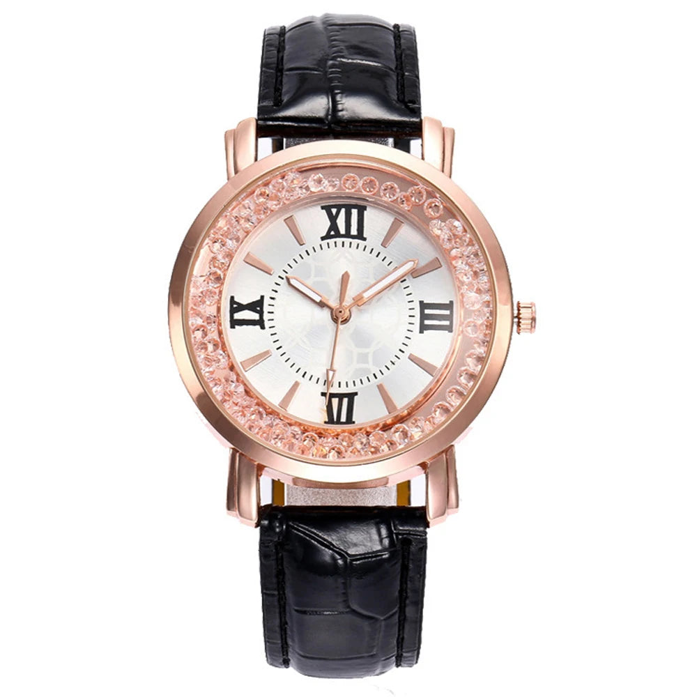 2025 Luxury Women Watch Fashion Leisure Set  Elegant Fashion Ladies Leather Quartz Wristwatch