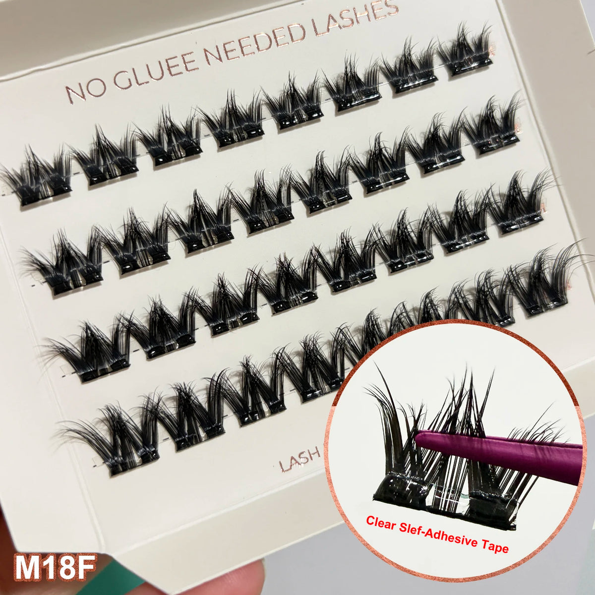 2‑5 Days Strong Hold Press On Cluster Lashes Wide Black Pre‑glued Band Self Adhesive Eyelashes NEW No Glue Need Lash Clusters