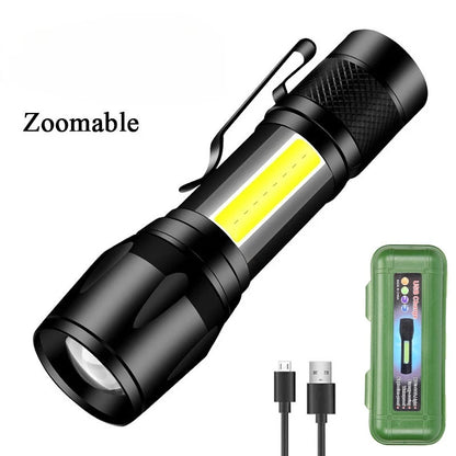 Super Bright LED Flashlight Type-C Rechargeable Led Torch Long Range Tactical Lamp Outdoor Waterproof Camping Fishing Lantern
