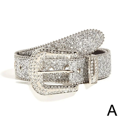 Women's Rhinestone Belt Shiny Sequined Jeans Waistband European American Fashion Decoration Versatile Glamorous Waist Chain