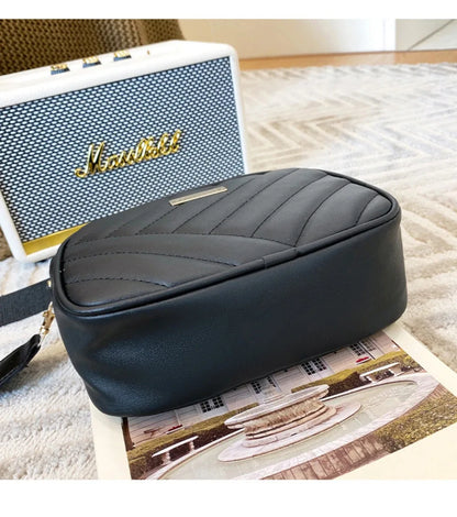 Shoulder Bag High Quality Women's PU Rolling Strip Camera Bag Shoulder Bag Mobile Phone Bag Casual Crossbody Bag