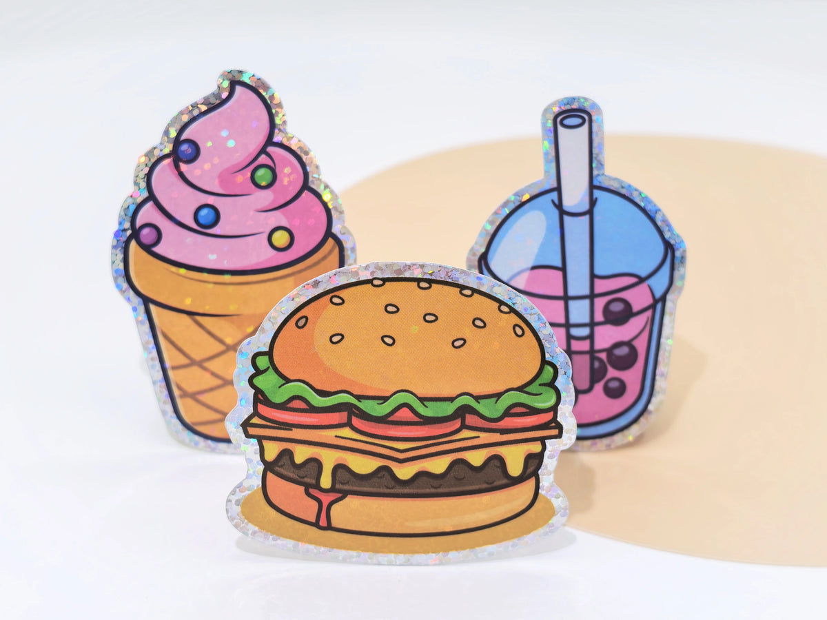 100pcs Custom Stickers PVC Waterproof Glitter Stickers Die Cut Vinyl Personalized Logo Design