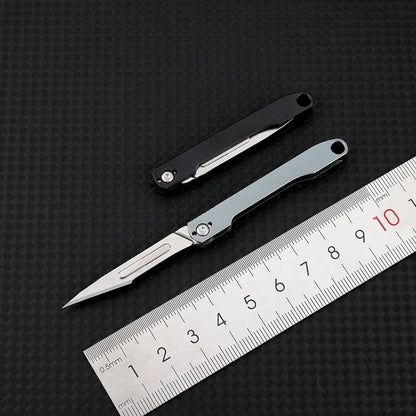 Mini Sharp Folding Art Knife with Replaceable Blade, Portable Unboxing Knife, Paper Cutting Knife, Outdoor Portable Keychain