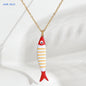 Cute Colorful Enamel Fish Pendant Necklaces For Women Girls Lovely Stainless Steel Gold Color Summer Waterproof Beach Jewelry