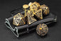 7 Pcs Cosplay D4-D20 DND Brass Gold Polyhedral Sharp Edge Casino Dice Rpg Table Board Game Tray Gem Stone Dragon Metal Steel Set