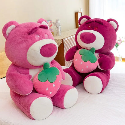 Disney Cute Hug Strawberry Bear Plush Toy Cartoon Anime Strawberry Bear Plush Doll Sleep Pillow Gift for Girlfriend's Birthday