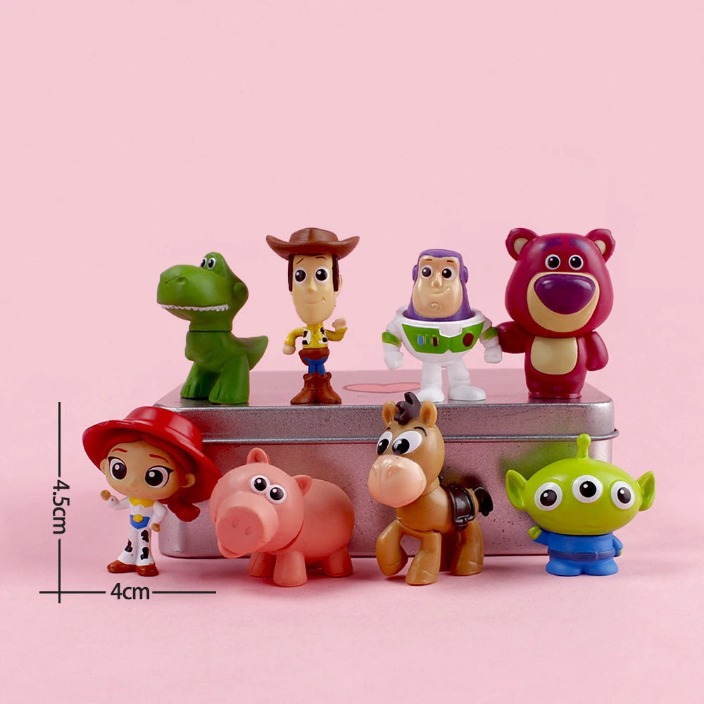 8Pcs Lot Anime Toy Story Mini Action Figure 4.5cm Buzz Lightyear Woody Ornaments Desktop Ornaments Children Toys Holiday Gifts