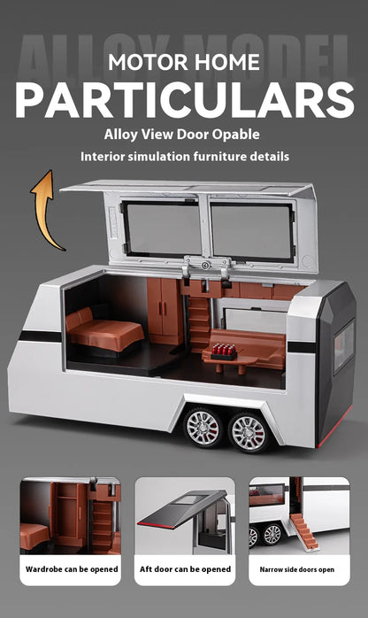 Cyber Truck Pickup Trailer RV Metal Alloy Toy Car Model Die-Casting Off-Road Vehicle Men's Gift Collection Truck Ornaments