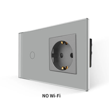 Bingoelec Grey Smart Light Switch and WiFi Wall Socket with Crystal Glass Panel Switches with Sockets Home Improvement