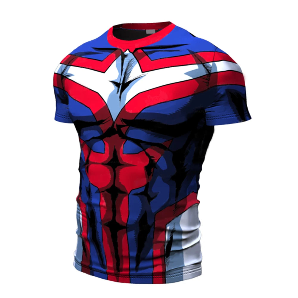 New Cosplay Printed Clothing Fitness Running T shirt Men O-Neck Cartoon Bodybuilding Sport Shirts Tops Gym Men T shirt