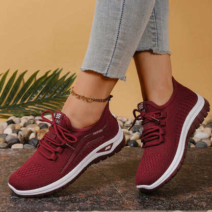 Women's Lightweight Knit Walking Shoes Comfort Breathable Mesh Sneakers with Accent & Anti-Slip Sole，Free shipping