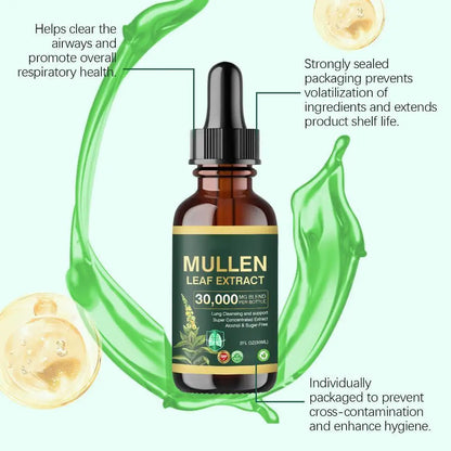 30000mg Mullein Leaf Herbal Drops, Lung Detox Cleansing Formula, Fast Absorption Natural Respiratory Health Maintenance