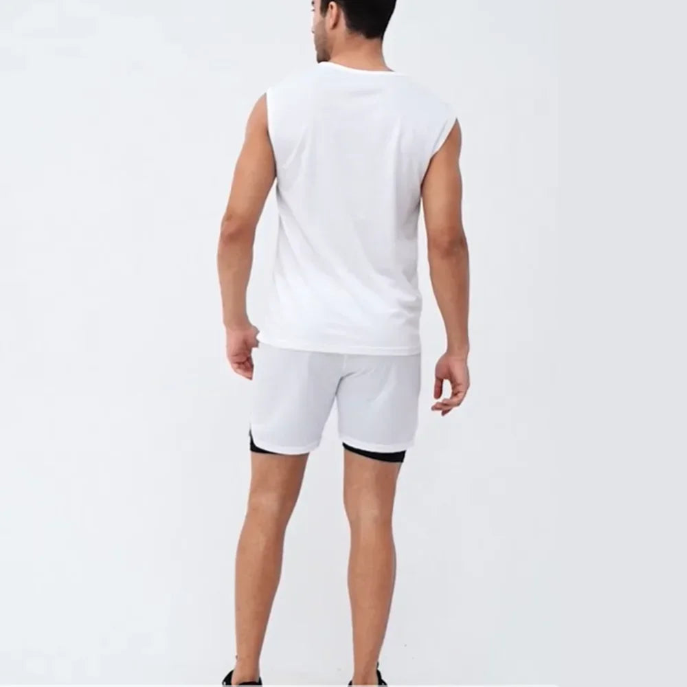 elastic sleeveless running Gym men's and women's free custom logo compression vest, quick drying sports sleeveless T-shirt