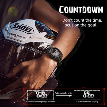 NORTH EDGE FORTRESS 2026 Men's Military Digital Watch Outdoor Sports Waterproof 50M Watches World Time Countdown LED Wristwatch