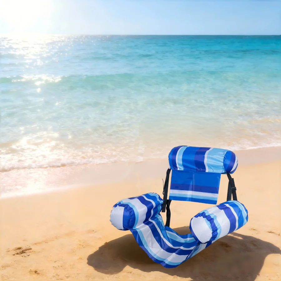 Adult Foldable Water Hammock Chair – Inflatable Pool Lounge with Armrests, Portable Float for Sunbathing & Fun