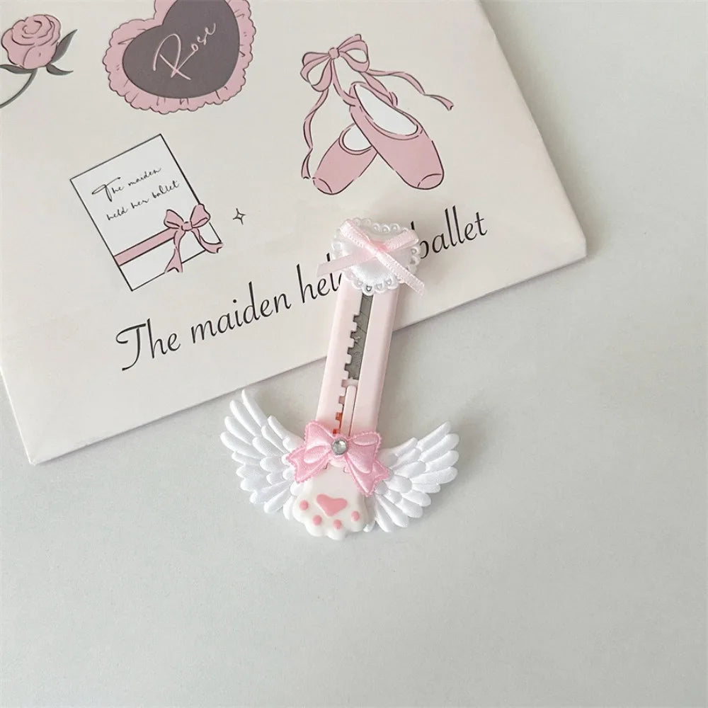 Cute Cat Paw Utility Knife Lovely Wing Bowknot Style Open Box Cutter Letter Envelope Opener Mail Knife School Office Supplies