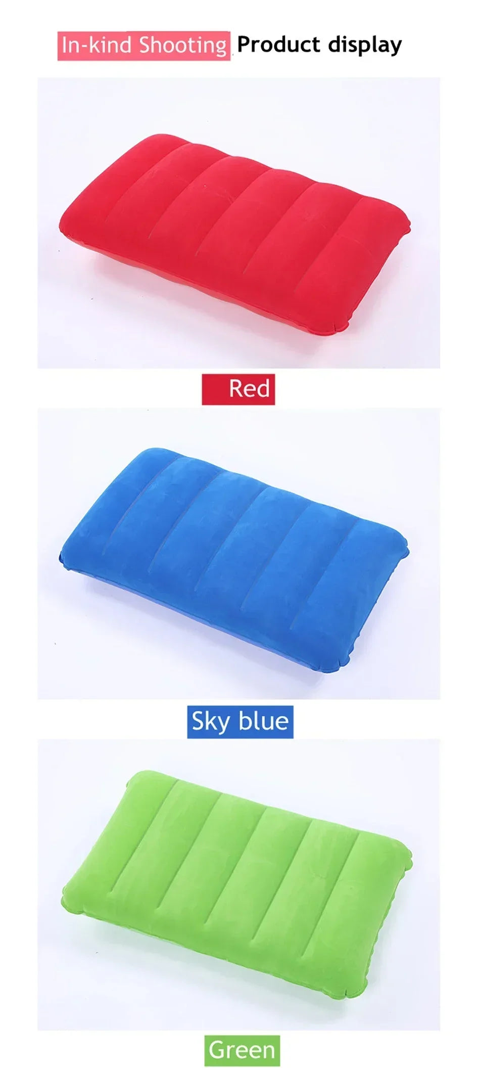 47x30cm Portable Inflatable Cushion Beach Office Household Outdoor Soft Pillows Double-sided Back Relaxing Tool Plane Head Rest