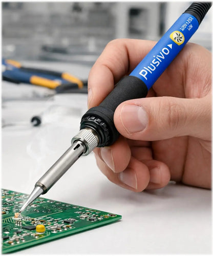 Soldering Iron Kit 60W Adjustable Temperature 5-in-1 Electronics Repair Kit with Solder Wire, Stand, Sponge & Rosin Flux for DIY