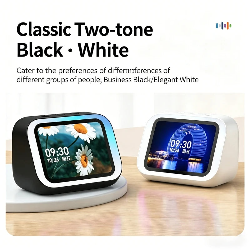 AI Voice Assistant Bluetooth Speaker With RGB Color Lighting Alarm Clock LED Screen Weather Clock Display Electronic Speaker
