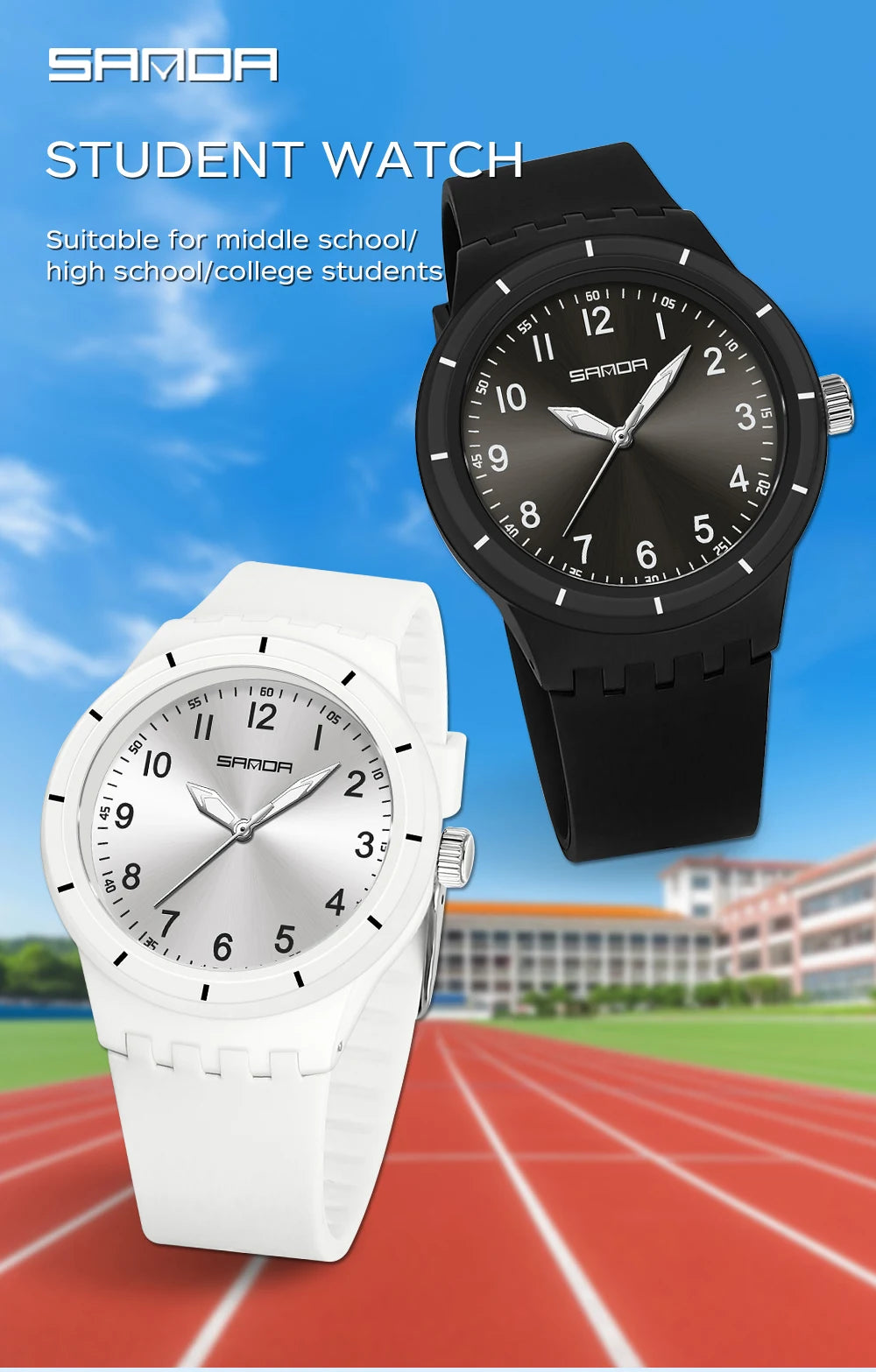SANDA New Fashion Man Sports Watches Unisex Quartz Watch Simple Waterproof 50M Night Light Men Woman Student Gift Silicone Watch