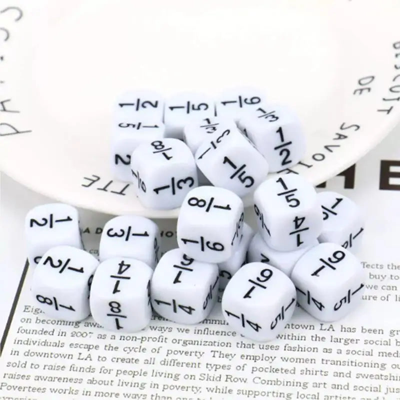 Fraction Dice 16MM Math Practice Learning Toys For Kids Boys Girls Educational Classroom Gifts Students Board Games Accessories