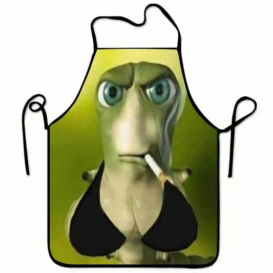 1pc Smoking for CATERPILLAR Krate Meme Print Apron, Made of Polyester, Suitable for Cooking, Barbecuing, and Indoor/outdoor