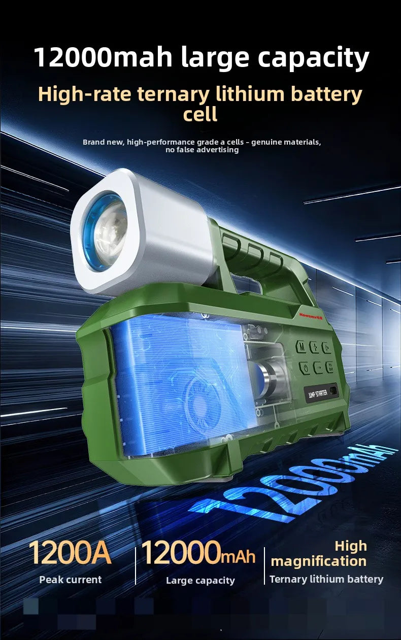 2-in-1 Car Jump Starter with Air Pump Portable Battery Booster Digital Tire Inflator for Car Truck Motorcycle